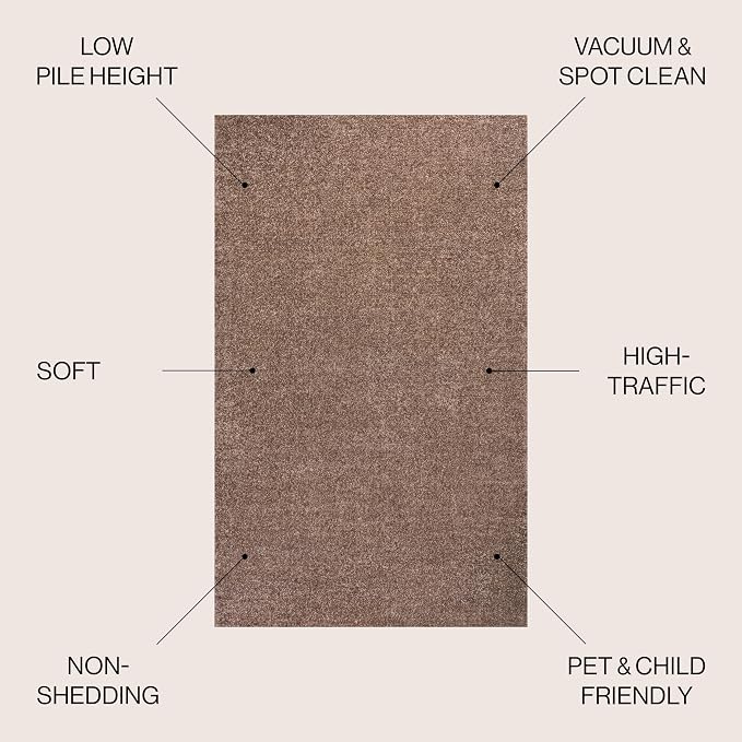 JONATHAN Y Haze Solid Low-Pile Brown Indoor Area Rug 6x9, Coastal,Bohemian,Minimalist,Classic, Easy-Cleaning for Living Room,Bedroom,Kitchen,Pet Friendly,Non-Shedding (SEU100J-6)