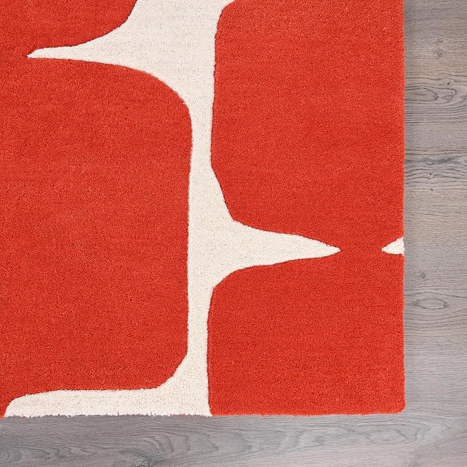 Restoration and Renovation Modern Wool Area Rug - Contemporary Abstract Geometric Design, Thick & Soft Hand-Tufted Carpet - Ideal for Indoor Decor in Living Room, Bedroom (Poppy, 4' x 6')
