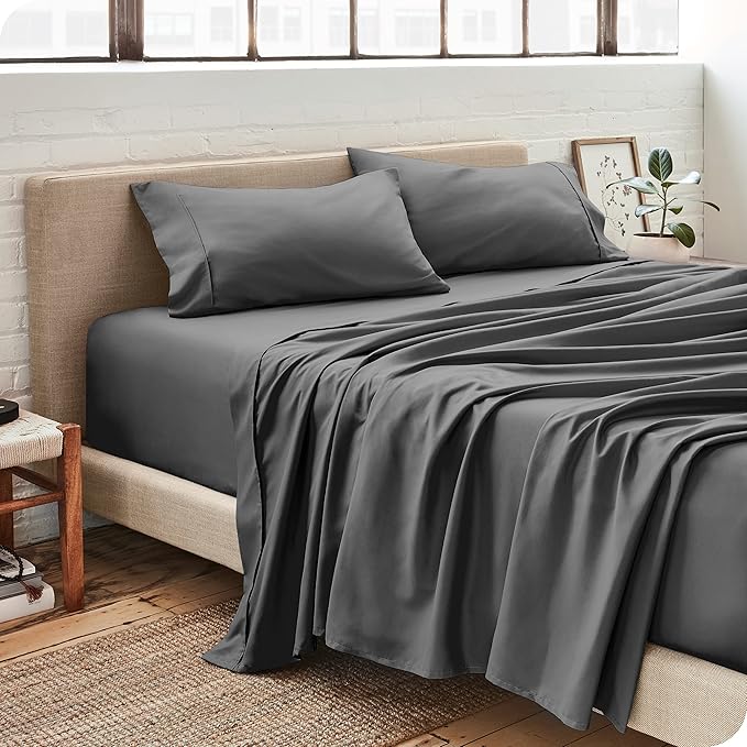 Bare Home Split California King Sheet Set - 1800 Ultra-Soft Microfiber Bed Sheets - Double Brushed - Deep Pockets - Easy Fit - 5 Piece Set - Bed Sheets (Split Cal King, Grey)