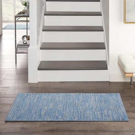 Nourison Home Nourison Essentials Blue Grey 2' x 4' Area Rug - Easy Clean, Non Shedding, Bed Room, Living Room, Dining Room, Kitchen (2' x 4')