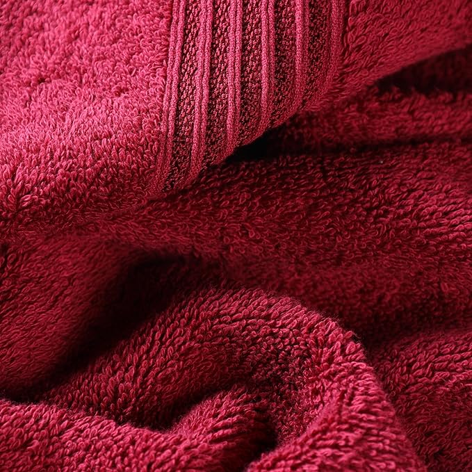 Superior Heritage Egyptian Cotton Bath Towel Set, Large Body Towels for Home Bathroom, Master, Guest Bath Decor, Plush, Absorbent Basics, Spa, Hotel, Resort, Luxury Essentials, Set of 4, Burgundy