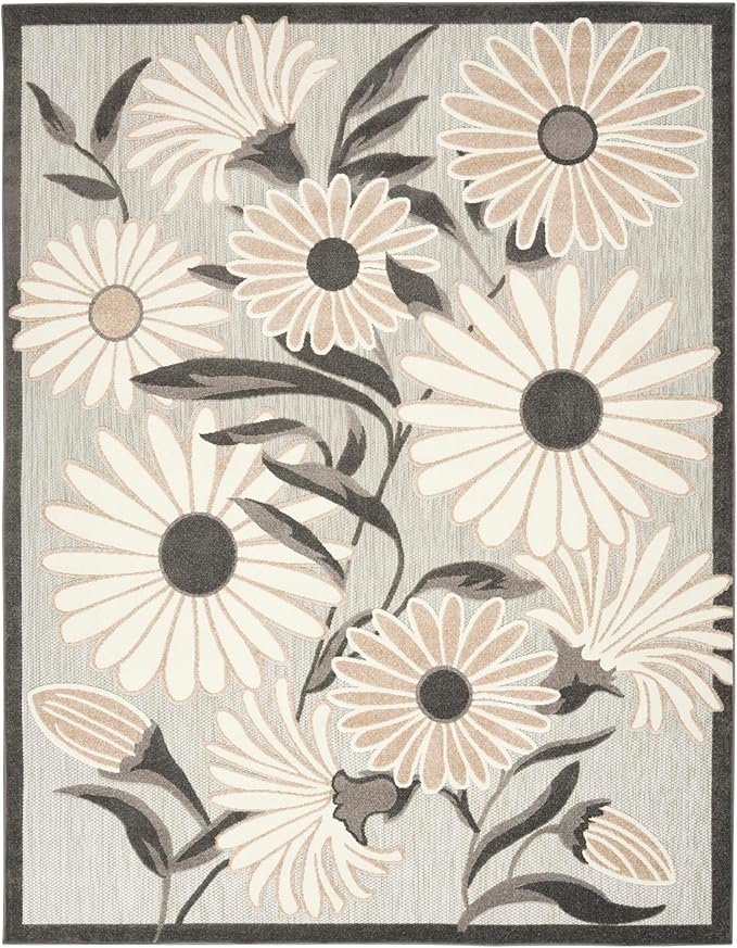 Nourison Home Aloha Beige 6' x 9' Area Rug - Easy Clean, Non Shedding, Bed Room, Living Room, Dining Room, Kitchen (6' x 9')