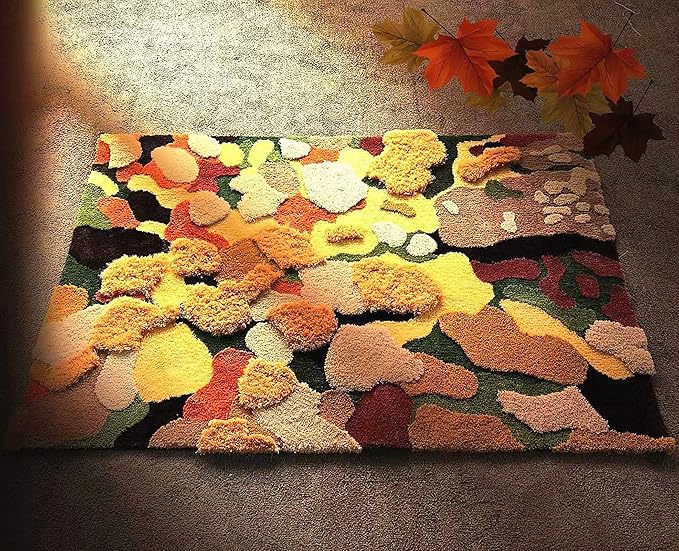 Colorful Moss Rug for Living Room 3D Shag Moss Area Rugs for Home Decor Non Slip Washable Kids Play Rug Bedroom Carpet 78.7''x55''