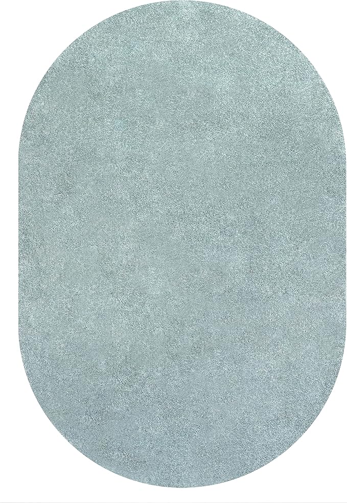 JONATHAN Y Haze Solid Low-Pile Aqua Blue 3x5 Oval Indoor Area Rug, Coastal,Bohemian,Minimalist,Classic, Easy-Cleaning for Living Room,Bedroom,Kitchen,Pet Friendly,Non-Shedding (SEU100S-3OV)