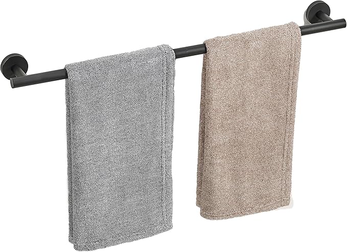 Matte Black Towel Bar, 24 Inch Towel Racks for Bathroom Wall Mounted, Thicken SUS304 Stainless Steel Heavy Duty Hand Towel Holder Organizer, Bathroom Accessories, Total Length 26.5 Inch