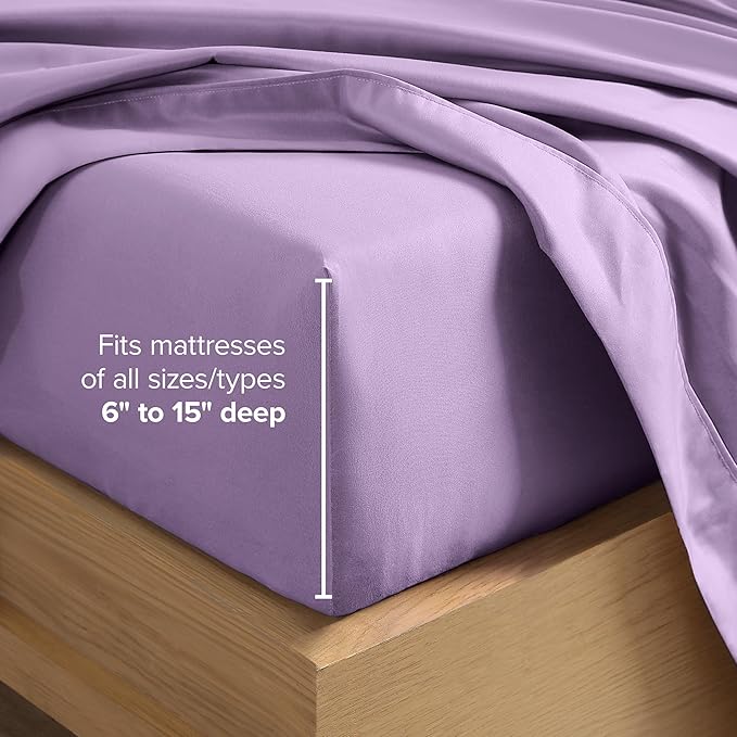 Bare Home Twin XL Sheet Set - 1800 Ultra-Soft Microfiber Twin Extra Long Bed Sheets - Double Brushed - Deep Pockets - Easy Fit - 3 Piece Set - Bedding Sheets & Pillowcases (Twin XL, Lavender)