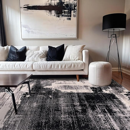 Rugshop Modern Abstract Design Non Shedding Soft Ideal for Living Room,Bedroom,Kitchen Area Rug 7' 10" x 10' Black