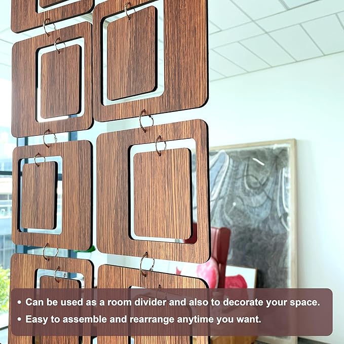 20PCS Retro Mid Century Modern Wall Art MCM Decor for Living Room Bedroom Kitchen Study, Walnut Wood Texture 16.5"x51.3"