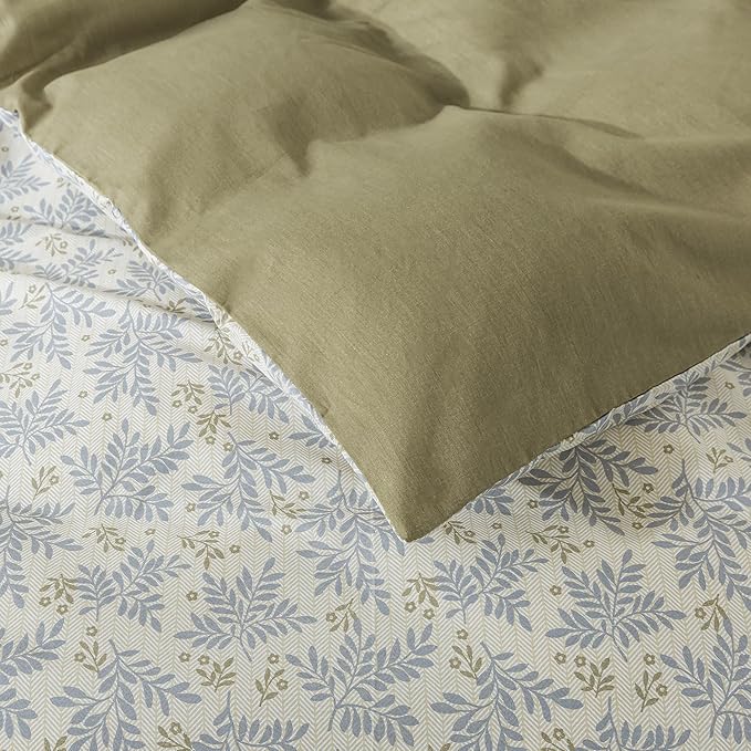 HoneiLife Floral Duvet Cover Queen - 100% Cotton Comforter Cover,Breathable Bedlinen Set with Zipper Closure & Corner Ties, Botanical Comforter Cover Sets 3-PC