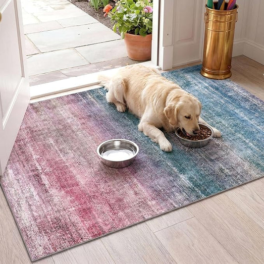 Kokia Abstract Area Rug Washable 2x3 Non-Slip Stain Resistant Entryway Rug Soft Indoor Mat for Kitchen Door Decor, Oslo Orchid