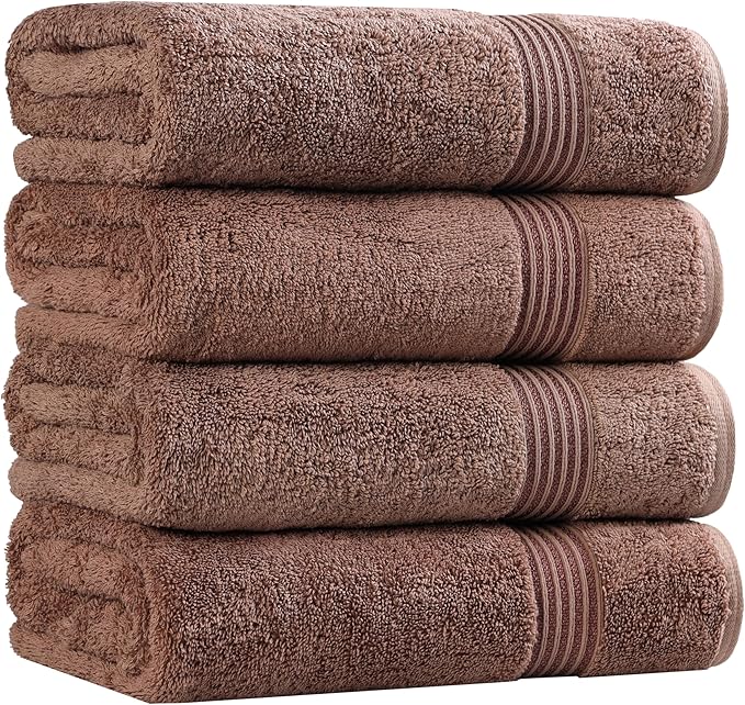 Superior Heritage Egyptian Cotton Bath Towel Set, Large Body Towels for Home Bathroom, Master, Guest Bath Decor, Plush, Absorbent Basics, Spa, Hotel, Resort, Luxury Essentials, Set of 4, Mocha