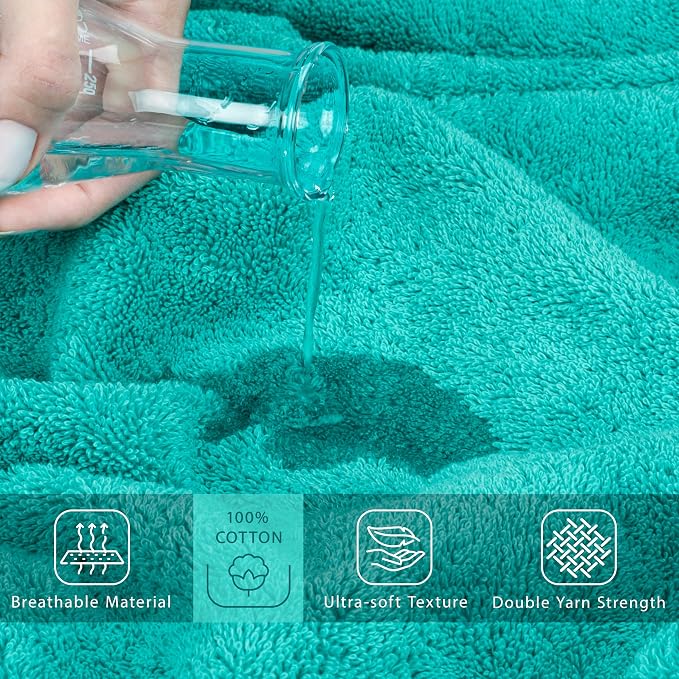 Cotton Paradise 100% Cotton Turkish Towel, Soft Absorbent Quick Dry, 40x80 Oversized Bath Sheet Towel, Turquoise