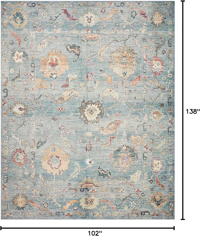 Loloi Margot Collection MAT-06 Denim/Multi 8'-6" x 11'-6" Area Rug feat. CloudPile, No-Shed Easy Clean Large Patterned Area Rug for Living Room, Bedroom, Dining Area