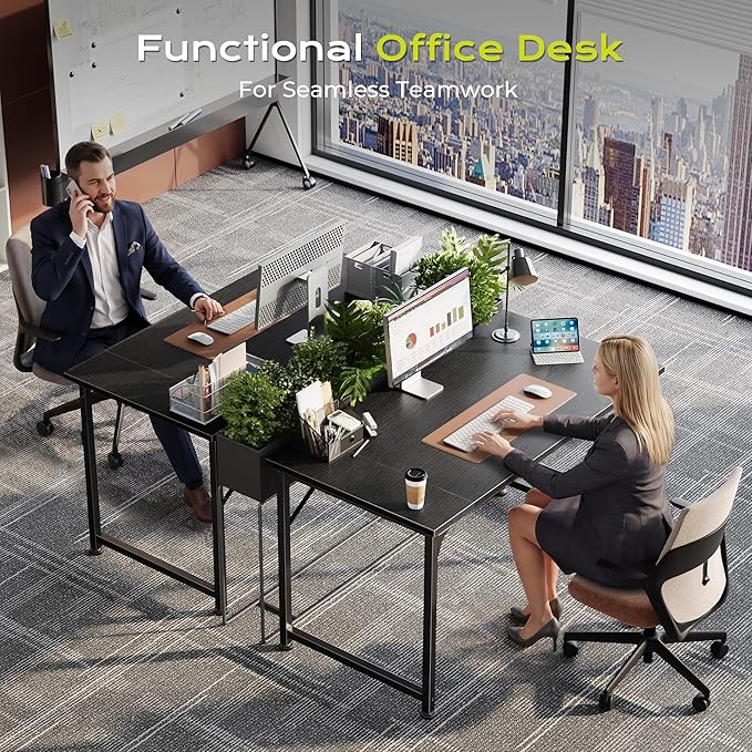 PRAISUN 39.4 Inch Computer Desk, Home Office Desk with Spacious Desktop, Modern Gaming Desk, Writing Study Table for Bedroom, Small Spaces, Work from Home Desk with Metal Frame, Black
