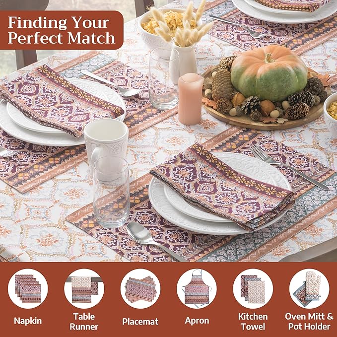 Maison d' Hermine Table Cloth Rectangle Table 100% Cotton 60 x 108 Inches Fall Tablecloth Reusable Everyday Use for Thanksgiving Christmas Decorations Dining Farmhouse Party (Fair Isle)