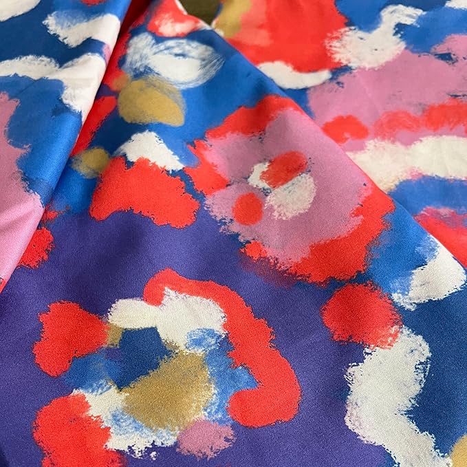 Red Blue Purple Floral Print Shower Curtain - Impressionist Watercolor Flowers Pattern - Country Farmhouse Design - Pretty Summer Fabric Shower Curtain For Any Bathroom - 72x72 Inches (Red Floral)