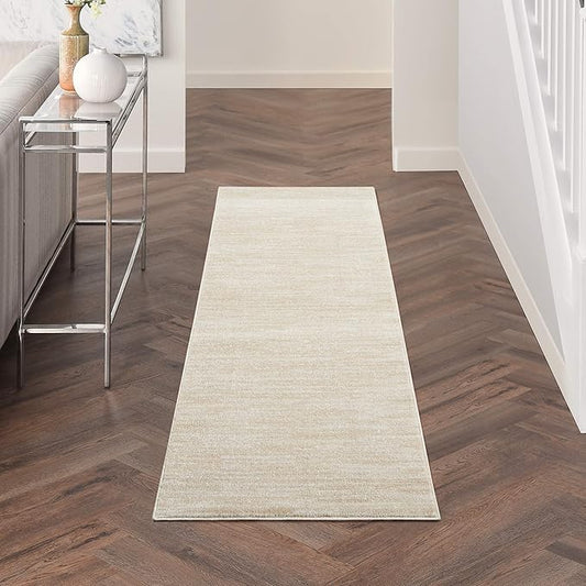 Nourison Home Nourison Essentials Ivory Beige 2'2" x 10' Area Rug - Easy Clean, Non Shedding, Bed Room, Living Room, Dining Room, Kitchen (10' Runner)