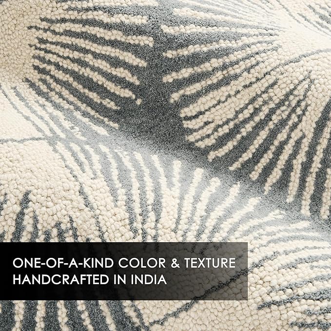 Nicole Miller New York Kendall Fluted Geo Handcrafted Area Rug, 100% Wool Rug, Grey, 5'x7’