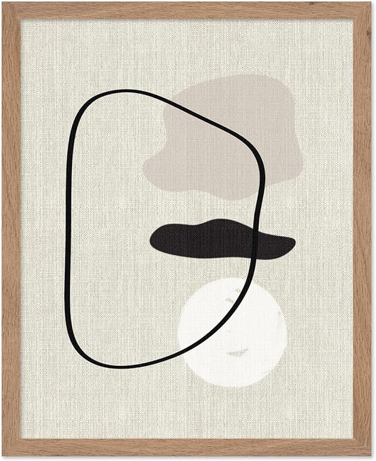 Poster Master Shapes on Linen Poster – Linen Print – Chic Boho Art – Abstract Shapes Artwork – Mid-Century Modern Piece – Great Bedroom or Living Room Wall Decor – 11x14 Beige Framed