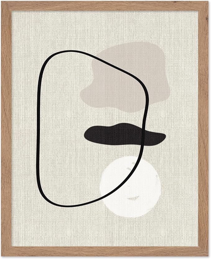 Poster Master Shapes on Linen Poster – Linen Print – Chic Boho Art – Abstract Shapes Artwork – Mid-Century Modern Piece – Great Bedroom or Living Room Wall Decor – 16x20 Beige Framed