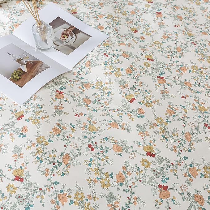 HoneiLife Botanical Duvet Cover King - 100% Cotton Comforter Cover Sets, Floral Duvet Cover Sets, Wildflower Bedlinen Set with Zipper Closure & Corner Ties
