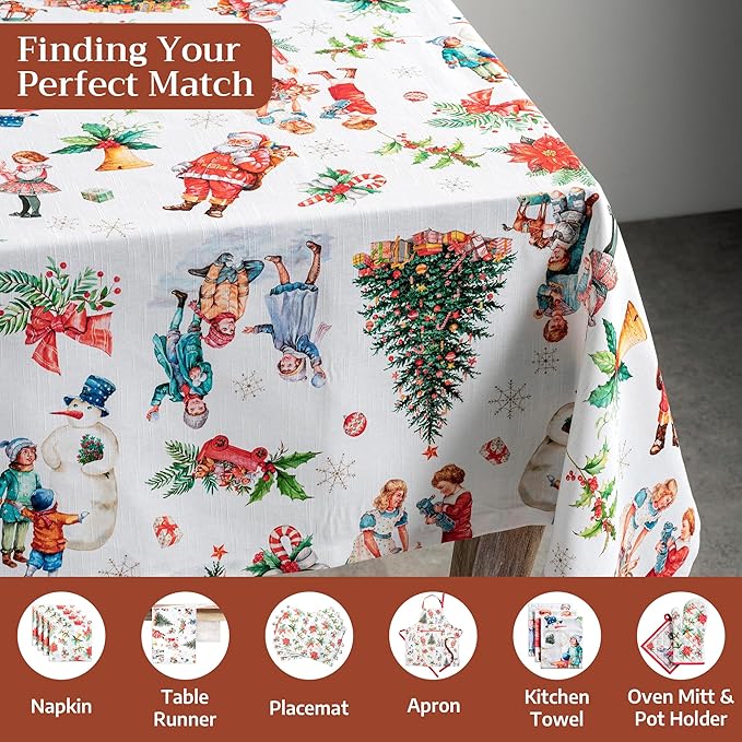 Maison d' Hermine Table Cloth Rectangle Table 100% Cotton 70 x 90 Inches Fall Tablecloth Reusable Everyday Use for Thanksgiving Christmas Decorations Dining Farmhouse Party (Chromo)