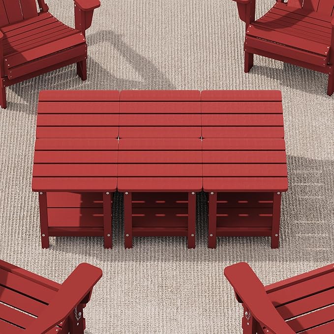 SERWALL Double Adirondack Side Table Set of 6, End Table- Red