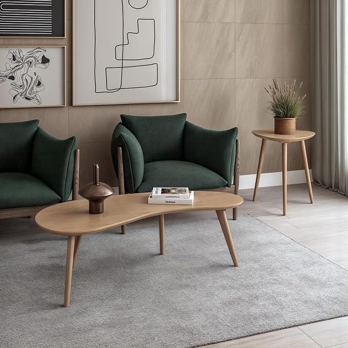 Camaflexi Mid Century Modern Abstract Shaped Coffee Table/Wood/Light Oak Finish