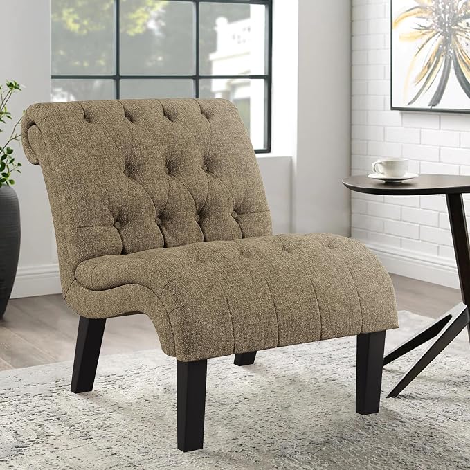 Accent Chair for Bedroom Living Room Modern Button Tufted Upholstered Armless Corner Chair with Wood Legs