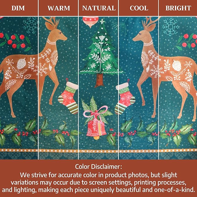 Maison d' Hermine Table Cloth Round Table 100% Cotton 69 Inches Fall Tablecloth Reusable Everyday Use for Thanksgiving Christmas Decorations Dining Farmhouse Party (Hygge Christmas)