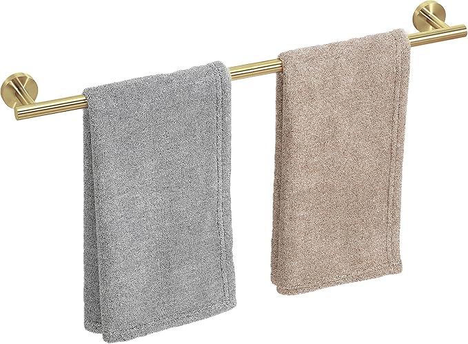 Brushed Gold Towel Bar, 24 Inch Towel Racks for Bathroom Wall Mounted, Thicken SUS304 Stainless Steel Heavy Duty Hand Towel Holder Organizer, Bathroom Accessories, Total Length 26.5 Inch