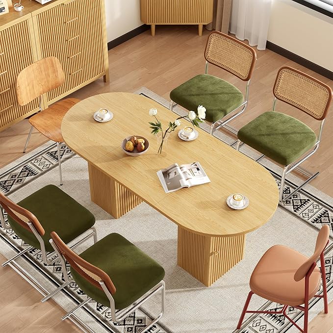 Round Dining Table for 4-8, 70.87 Inches Dining Room Table with Storage Shelf Base, Circle Kitchen Tables for Dining Room, Kitchen, Living Room (Nature Oak)