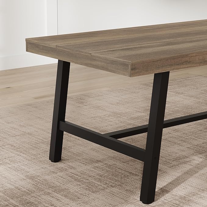 GarveeHome Industrial Dining Table for 6-8 People, 70.87" Long Wooden Kitchen Table with Sturdy Metal Frame & Pear Finish, Seats 6 Rectangular Counter for Dinner, Kitchen, Dining Room-Rustic Pear