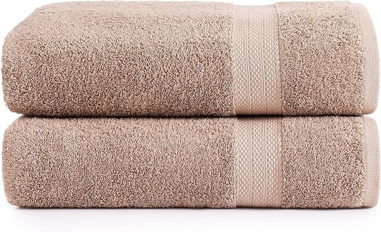 LANE LINEN 100% Natural Cotton Bath Sheets 2 Pack (35"x66") - Ring Spun Extra Large Bath Sheet - Quick Dry, Soft & Absorbent Oversized Shower Towels - Holds Well After Multiple Washes - Taupe