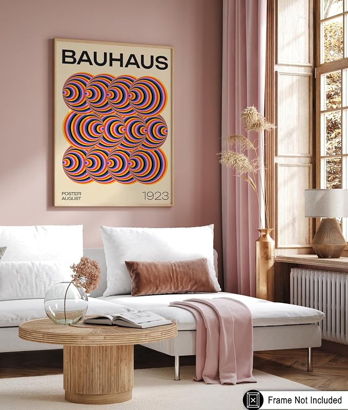 Poster Master Bauhaus Poster - Abstract Spiral Print - Geometric ART - Rainbow ART - Psychedelic Style - Chic Boho - Mid Century Modern - Living Room or Bedroom Decor - 8x10 UNFRAMED Wall Decor