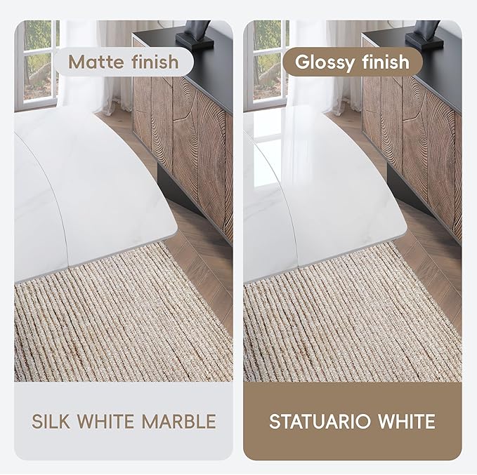 Expandable Dining Table with Leaf, 65"-95" Rectangular Sintered Stone, Marble-Look Top, Seats 6-12, Metal Base, Easy-Clean, Heat & Scratch Resistant, Dining Room/Kitchen Table for Family Gatherings