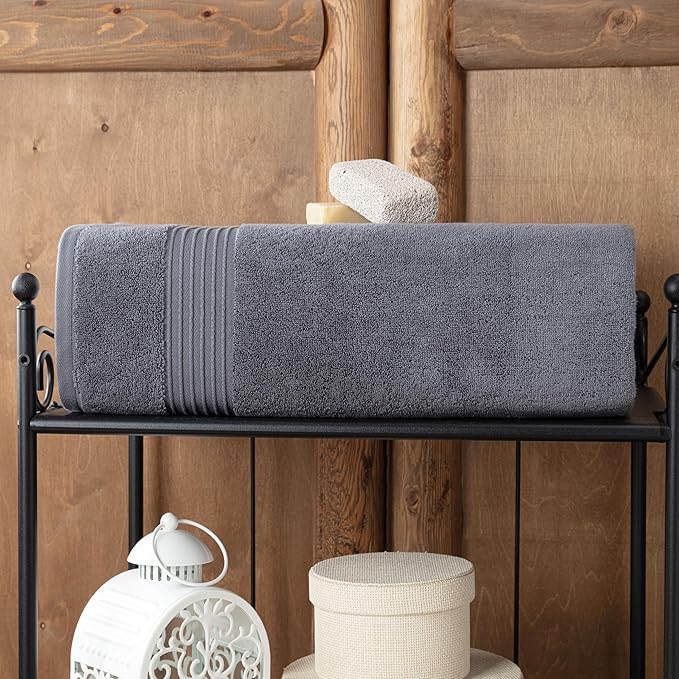 Milara Turkish Luxurious Extra Large Cotton Bath Sheet | Premium Bath Sheet Towels Ultra-Soft, Highly Absorbent, Durable | Anthracite (Dark Gray) Plush Bath Sheets, (35x70 Inches)