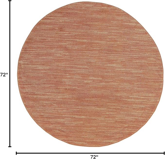 Nourison Home Nourison Essentials Rust 6' x Round Area Rug - Easy Clean, Non Shedding, Bed Room, Living Room, Dining Room, Kitchen (6' x Round)
