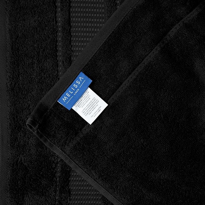 Melissa Linen, Bath Sheet, 100% Turkish Cotton Towel for Bathroom, Absorbent, Quick Dry, Durable and Soft Shower Towel, 35 in x 60 in Large, Spa and Hotel Quality, Jet Black