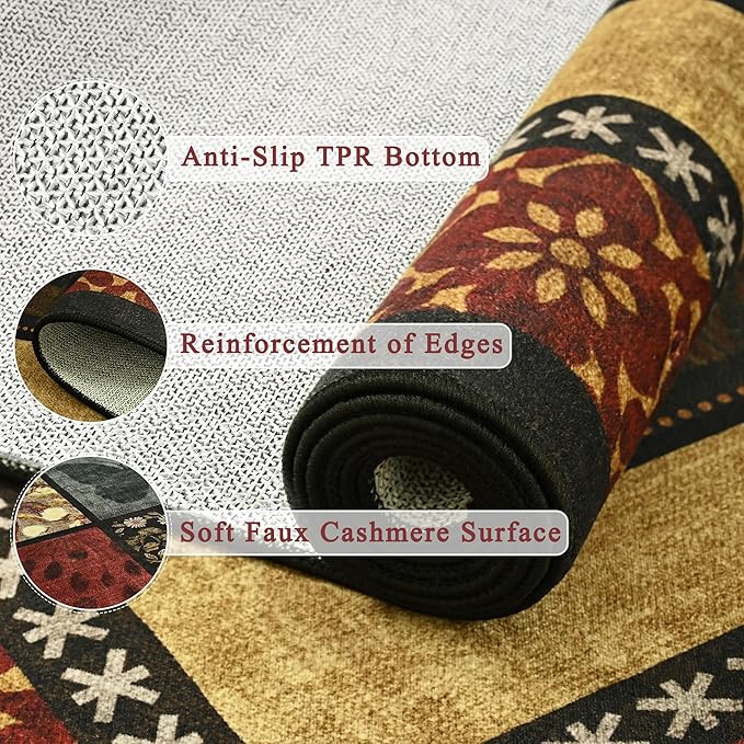 Tepook 6x9 Area Rugs for Living Room, Modern Large Geometric Rug for Bedroom, Washable Patchwork Rug Indoor Non Slip Throw Carpets for Dining Room Office Farmhouse Home Decor, Colorful