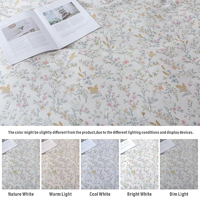 HoneiLife Wildflower Duvet Cover Queen - 100% Cotton Comforter Cover Sets, 3-PC Comfortable Floral Duvet Cover Sets, Botanical Duvet Cover with Zipper Closure & Corner Ties, Lively Spring