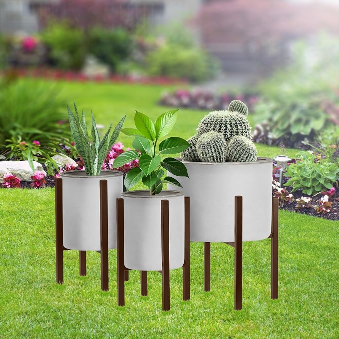 Sorbus Adjustable Metal Plant Stand – Mid Century Style Flower Pot Holder, 10 to 16 Inches Planter Stand for Modern Home Décor, Houseplants – Plant & Pot NOT INCLUDED (Brown, 2 Pack)