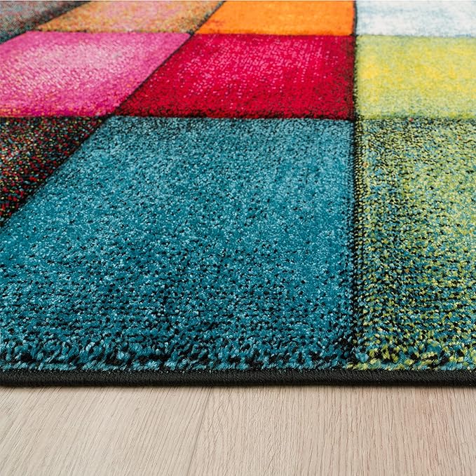 Paco Home Colorful Area Rug Checkered with Multicolor Squares, Size: 5'3" x 7'7"