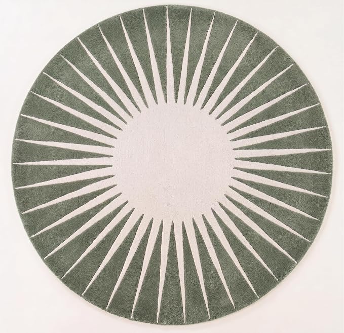 Restoration and Renovation Modern Round Area Rug – Hand-Tufted with 100% NZ Wool, Thick & Soft Circular Carpet for Living Room, Bedroom & Dining Room Decor (Sage Green, 4' Round)