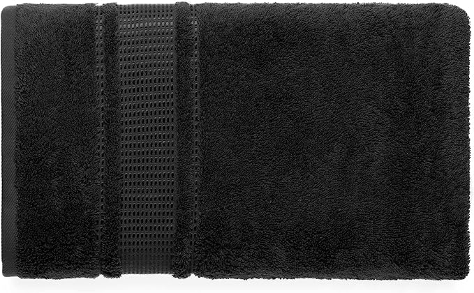 Melissa Linen, Bath Sheet, 100% Turkish Cotton Towel for Bathroom, Absorbent, Quick Dry, Durable and Soft Shower Towel, 35 in x 60 in Large, Spa and Hotel Quality, Jet Black