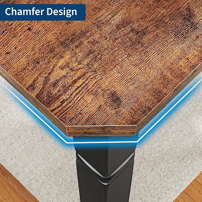 IDEALHOUSE 79" Dining Table for 6-8 People, Modern Rectangular Kitchen Table with Sturdy Metal Legs, Large Wood Farmhouse Dining Room Table for Home Office, Conference, Black & Brown