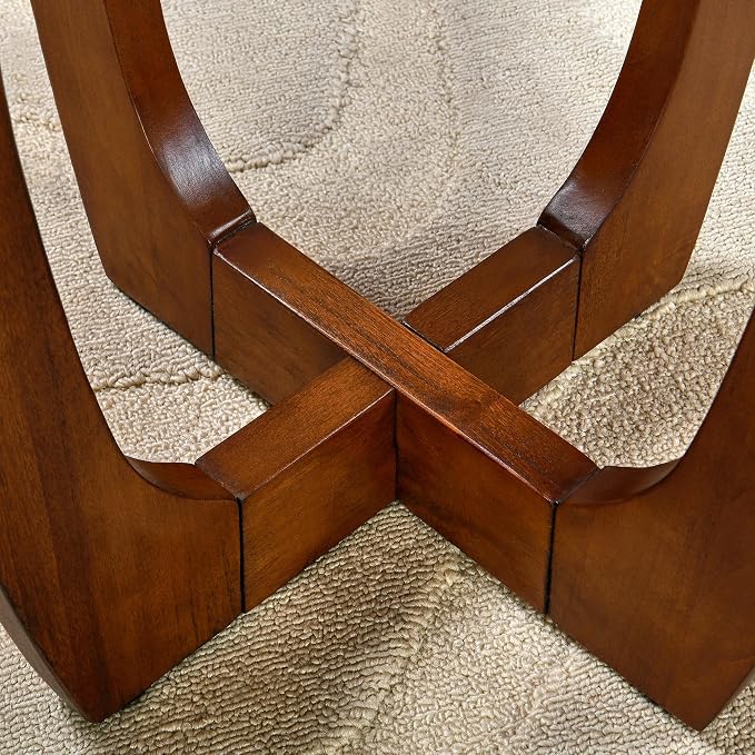 2 Set Wood Farmhouse End Table with Storage Shelf, 2-Tier Side Table with Curved Legs & Lower Removable Shelf, Accent Table for Living Room, Walnut Finish & Easy Assembly, Dark Brown