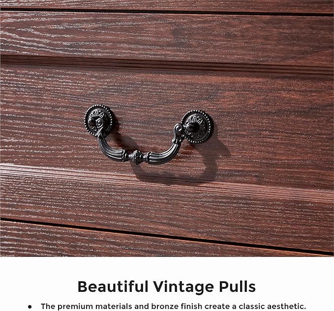 LIDYUK 6 Drawer Dresser for Bedroom Farmhouse Cherry Tall Wood Chest of Drawers for Bedroom Dresser, Modern Rustic 55" Wide Drawers Dressers Wooden Closet and Storage Cabinet, Hallway, Living Room
