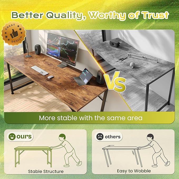 PRAISUN 39.4 Inch Computer Desk, Home Office Desk with Spacious Desktop, Modern Gaming Desk, Writing Study Table for Bedroom, Small Spaces, Work from Home Desk with Metal Frame, Rustic Brown