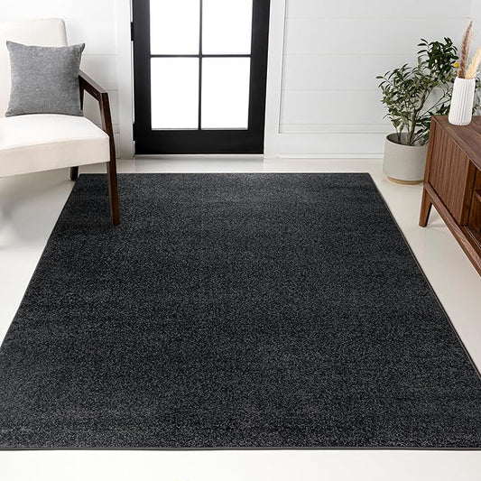 JONATHAN Y Haze Solid Low-Pile Black Indoor Area Rug 9x12, Coastal,Bohemian,Minimalist,Classic, Easy-Cleaning for Living Room,Bedroom,Kitchen,Pet Friendly,Non-Shedding (SEU100I-9)